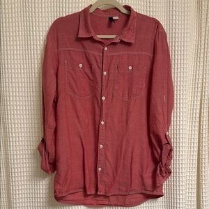 Divided Red Button-Up Shirt